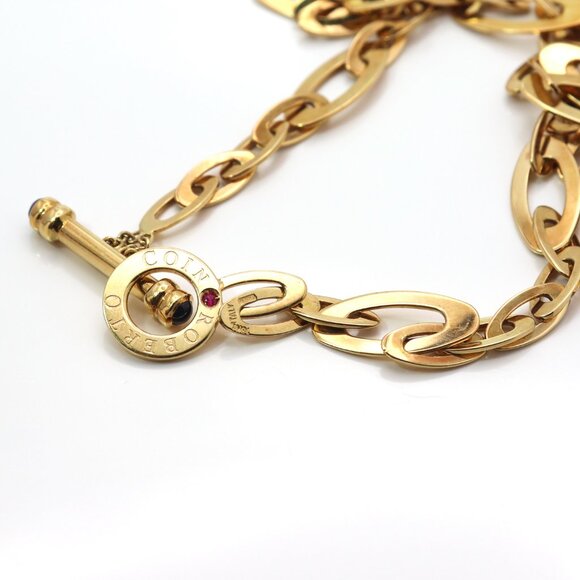 Roberto Coin 18K Yellow Gold Oval Toggle Link Necklace 750 Italy  18" - Picture 9 of 9